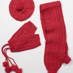 Monna Lisa Girl’s 4 piece Winter set Hat Scarf leg warmers 12 month Wool blend